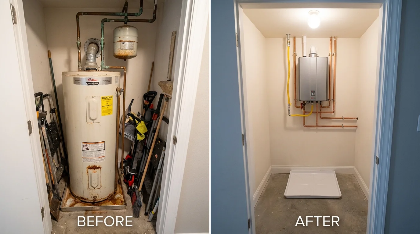 Tank water heater versus wall-mounted tankless unit comparison for Haskell, TX homeowners